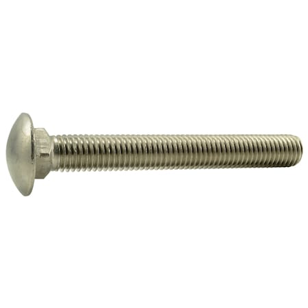 Carriage Bolt, Square Neck, 11 (Coarse), 5 in L, 18-8 Stainless Steel, 10 PK